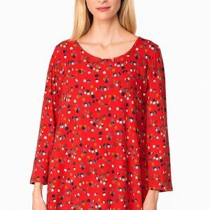 Ulla Popken Swing Tunic Top Plus 32/34 Red Polka Dot Abstract Artsy Comfort Fit